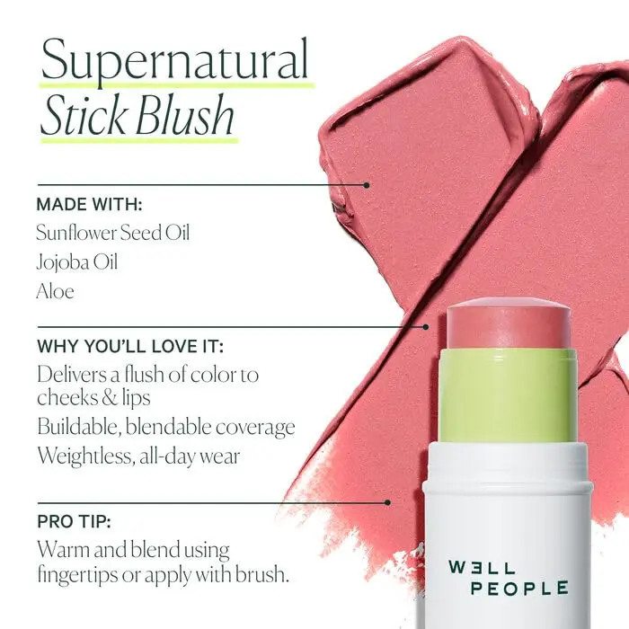 Well People Supernatural Stick Multi-Use Blush Lychee | Hydrating Cream Blush for Cheeks & Lips - view 3