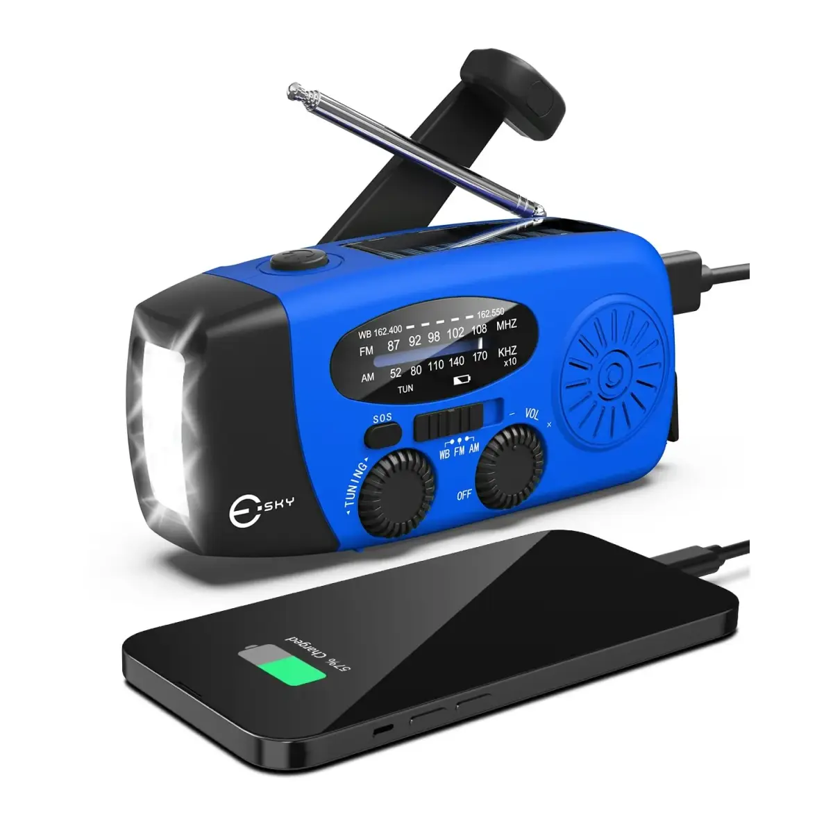 Esky Emergency Hand Crank Radio with 3 LED Flashlight, AM/FM/NOAA Portable Weather Radio 255g (9oz) | Survival Tool for Indoor Outdoor Camping - main product image