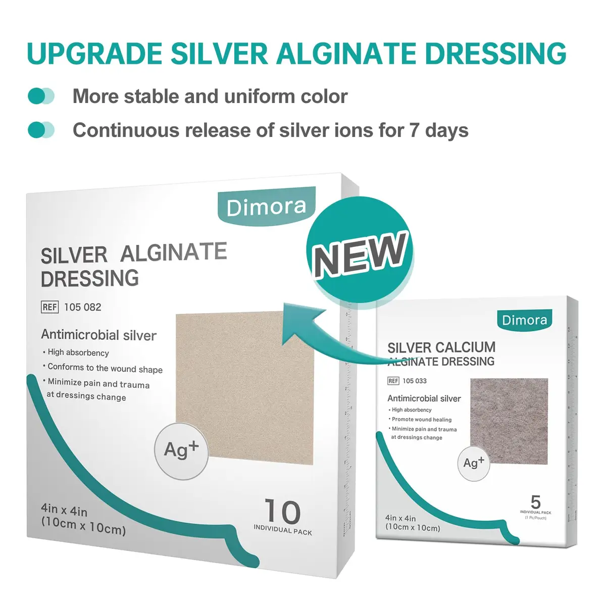 Dimora Silver-Infused Alginate Wound Dressing Pads 4'' x 4'' | Highly Absorbent & Non-Stick for Indian Wounds - view 2