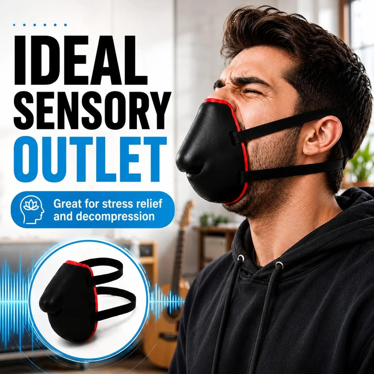 Tilcare Voice Dampener Mask for Singers, Stress Relief - Black, 30 Decibel Reduction | Practice Out Loud Without Disturbing Others - view 5