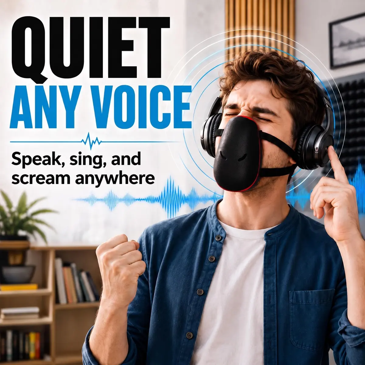 Tilcare Voice Dampener Mask for Singers, Stress Relief - Black, 30 Decibel Reduction | Practice Out Loud Without Disturbing Others - view 2