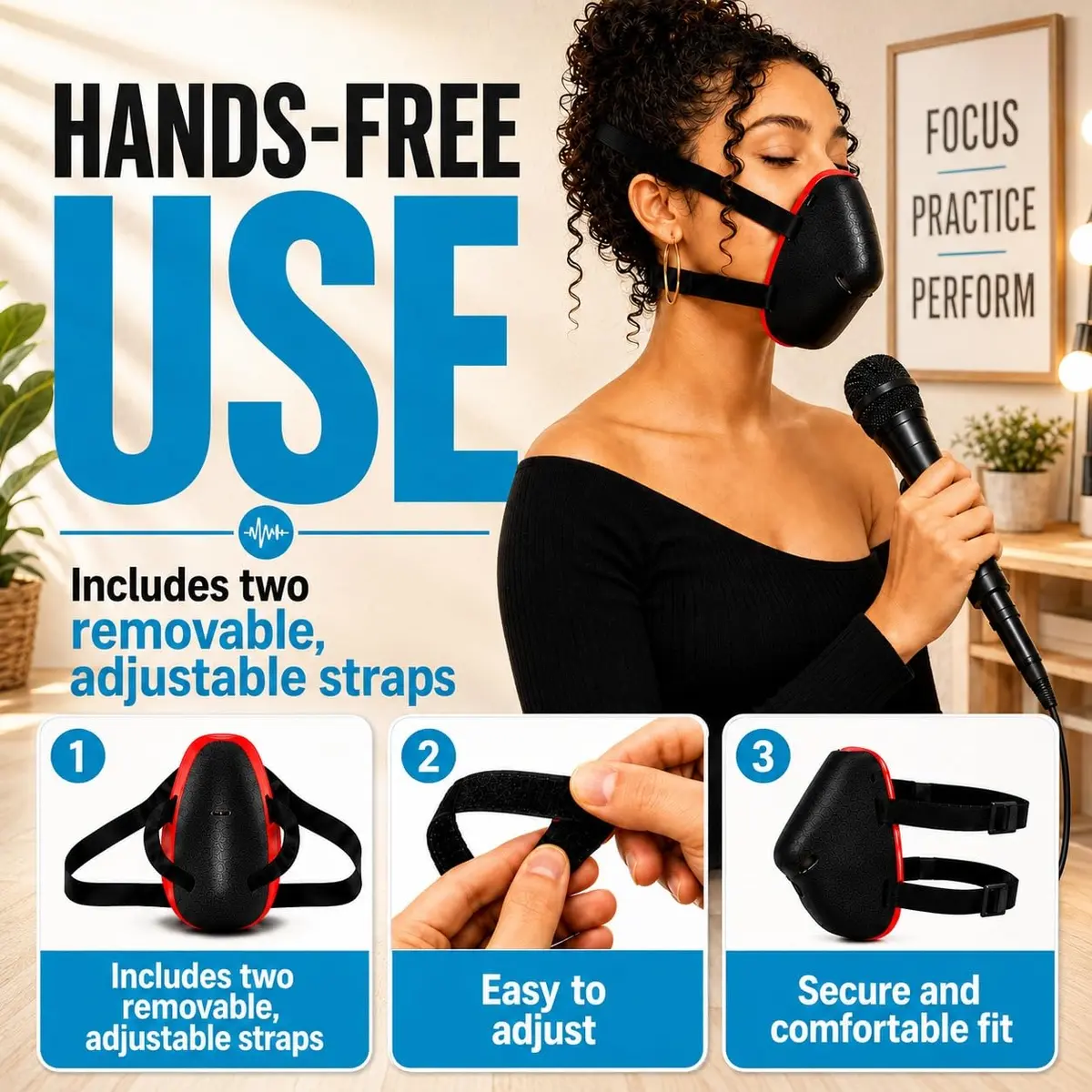 Tilcare Voice Dampener Mask for Singers, Stress Relief - Black, 30 Decibel Reduction | Practice Out Loud Without Disturbing Others - view 4