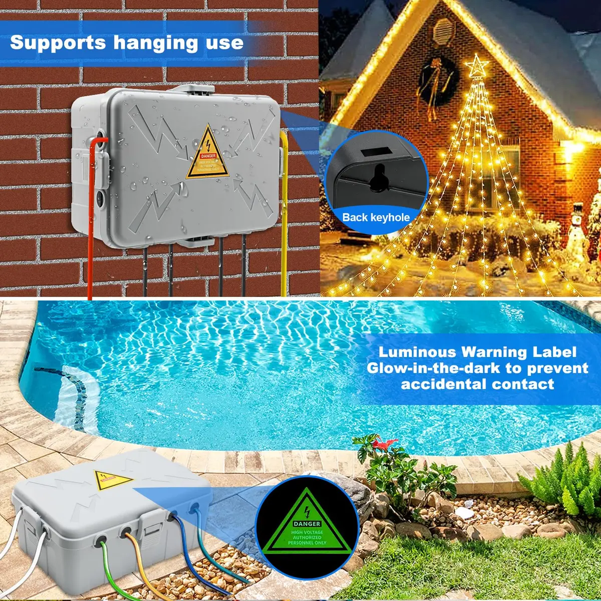 Hrensaw Large Outdoor Electrical Box 12.5x8.5x5 inch IP54 Waterproof Weatherproof Cover - view 4