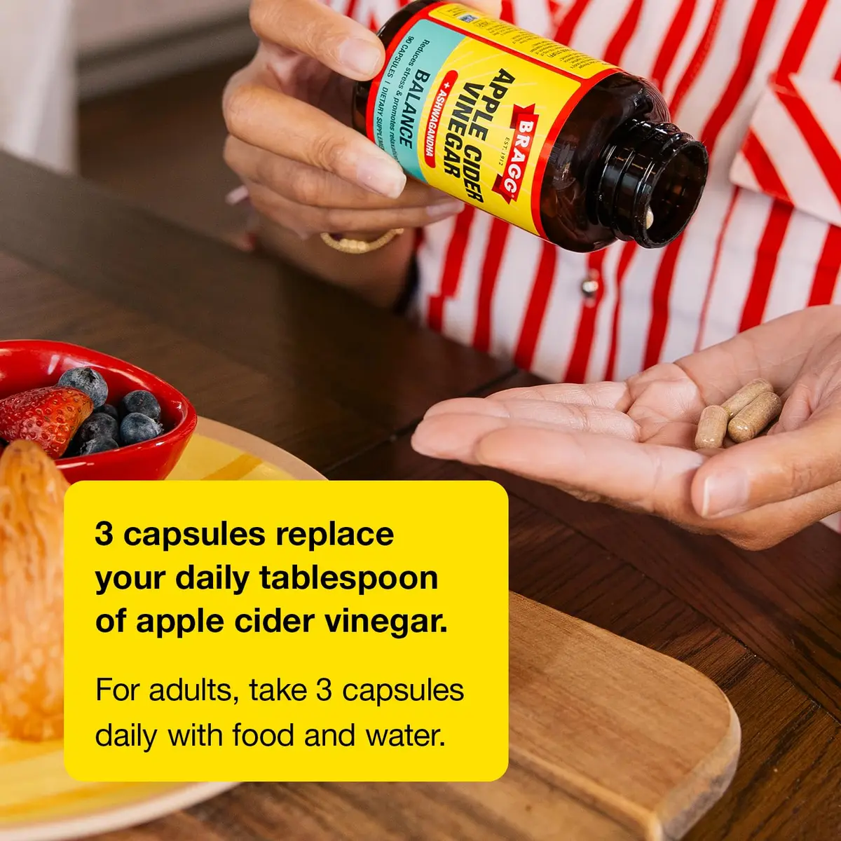 BRAGG Balance Apple Cider Vinegar Capsules with Ashwagandha - 90 Capsules | Supports Energy & Stress Relief - view 6