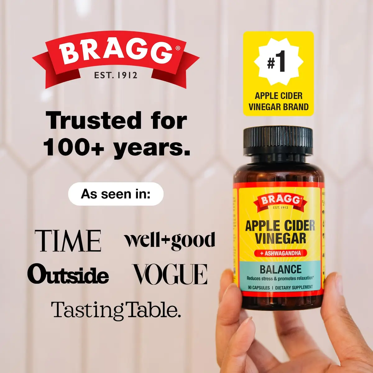 BRAGG Balance Apple Cider Vinegar Capsules with Ashwagandha - 90 Capsules | Supports Energy & Stress Relief - view 7