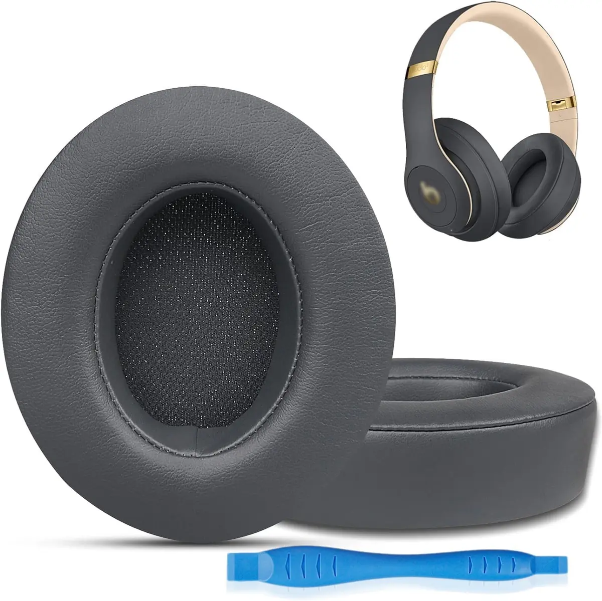 GEVO Replacement Ear Pads for Beats Studio 3 | Thicker Memory Foam, Titanium Grey, Easy Fit - main product image