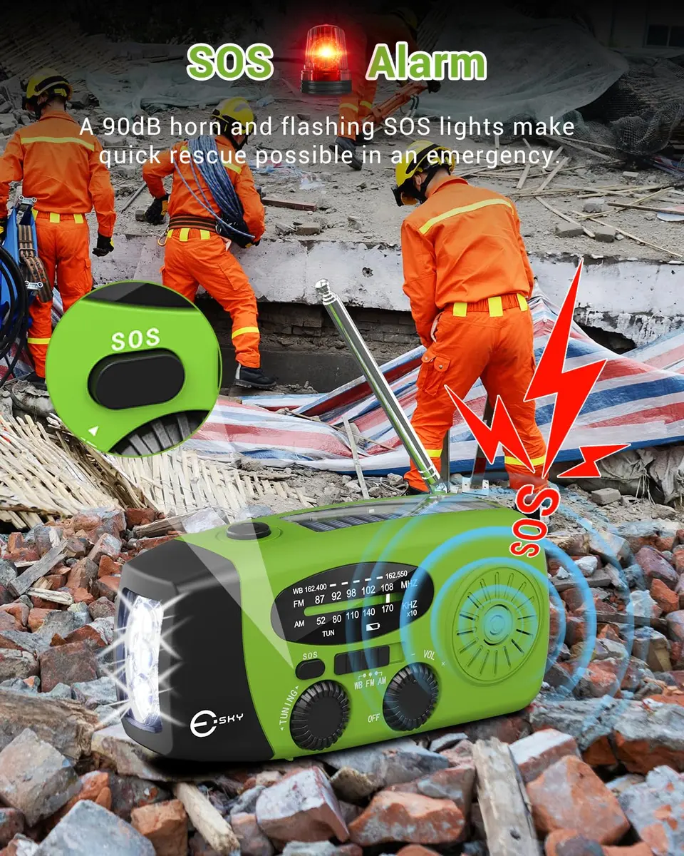 Esky Emergency Hand Crank Radio Green 250g (8.8 oz) | AM/FM/NOAA Weather Alerts with SOS Alarm - view 4