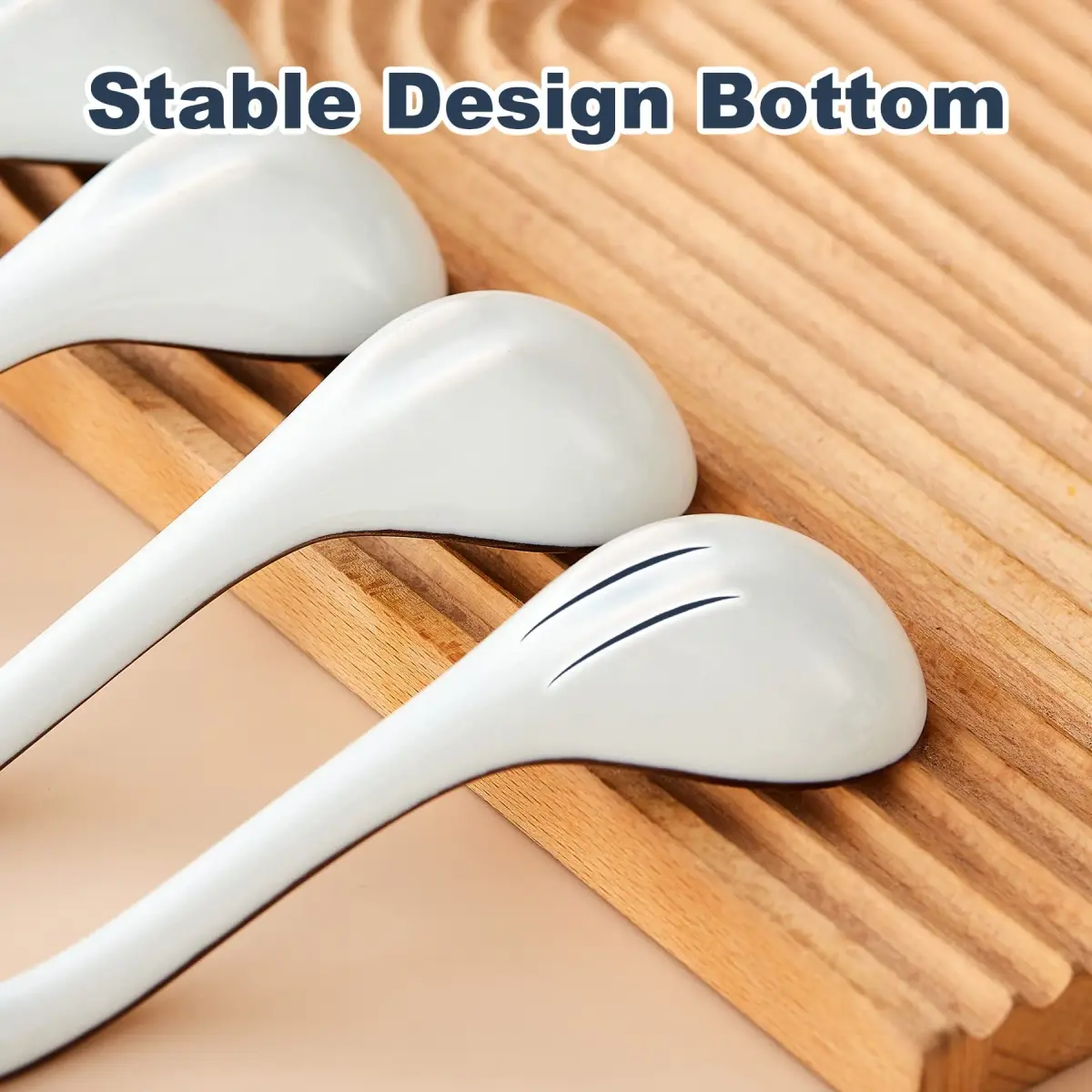 Hoilse Ceramic Asian Soup Spoons Set of 4 | Elegant Blue & White Porcelain for Ramen, Pho, Dumplings - view 6