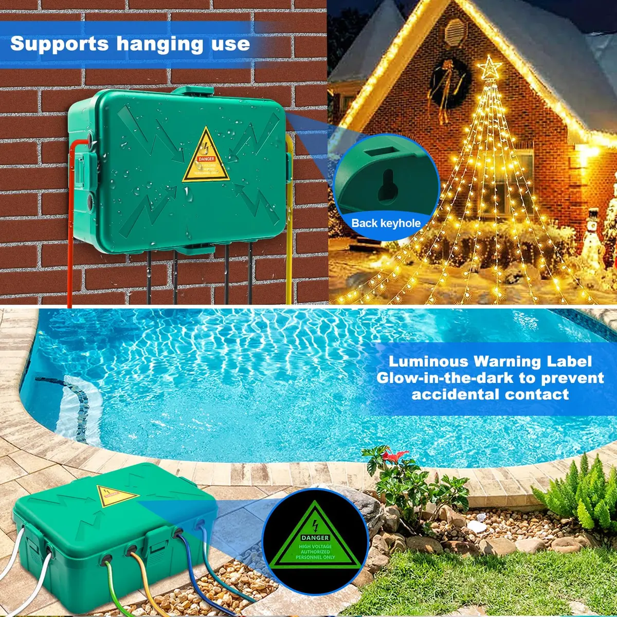 Hrensaw Large Outdoor Electrical Box 34.3cm x 23.7cm x 13.5cm (13.5" x 8.5" x 5.3") | IP54 Waterproof Outdoor Outlet Covers for India - view 4