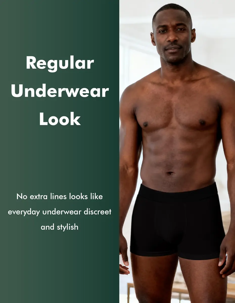 AIRCUTE Men Urinary Incontinence Underwear Washable Absorbency Soft Bladder Leak Proof Boxer Briefs 60 ML (X-Large,3 Black) - view 6