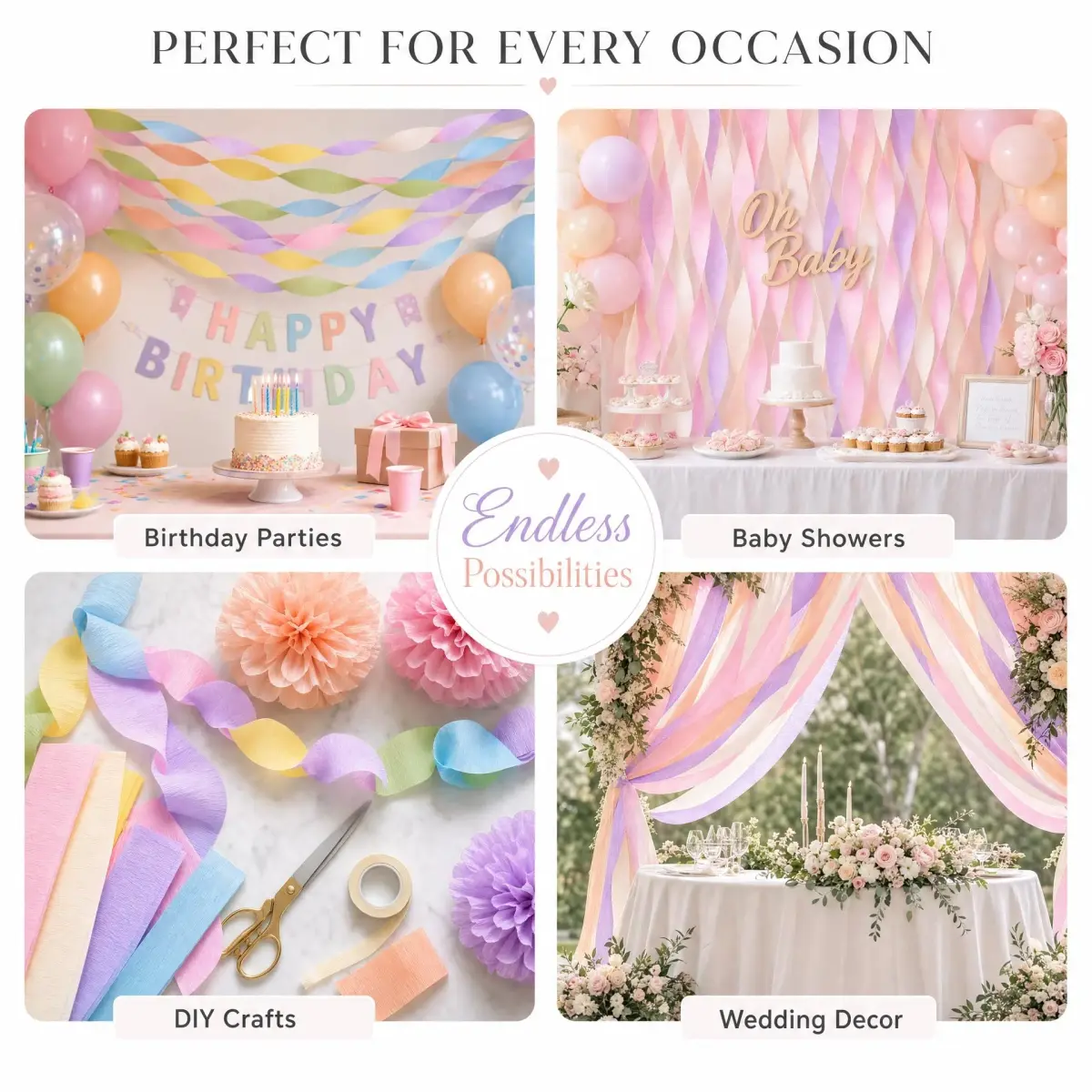 Captain Decor Pastel Crepe Paper Streamers | 8 Rolls, 656ft Total - view 5