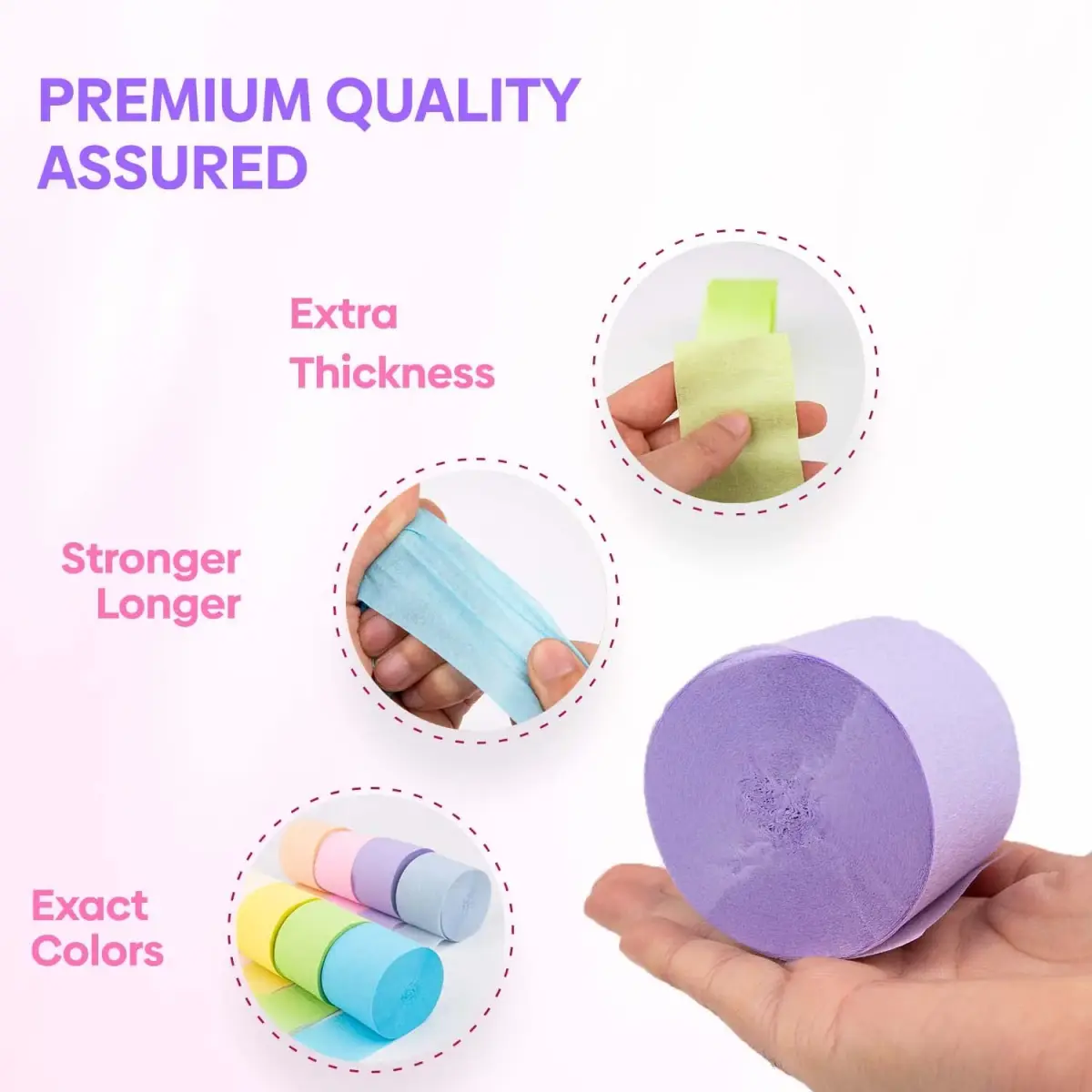 Captain Decor Pastel Crepe Paper Streamers | 8 Rolls, 656ft Total - view 4