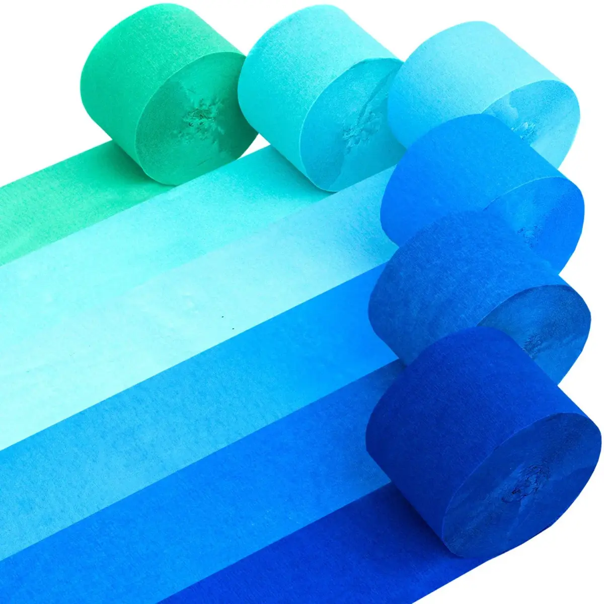 Captain Decor Blue Crepe Paper Streamers | 6 Rolls, 492ft Total Length - main product image