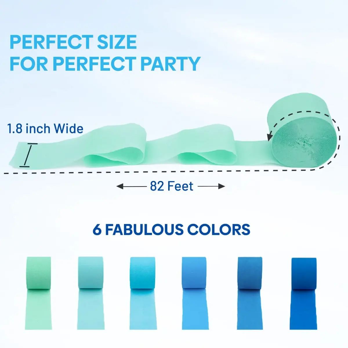 Captain Decor Blue Crepe Paper Streamers | 6 Rolls, 492ft Total Length - view 3