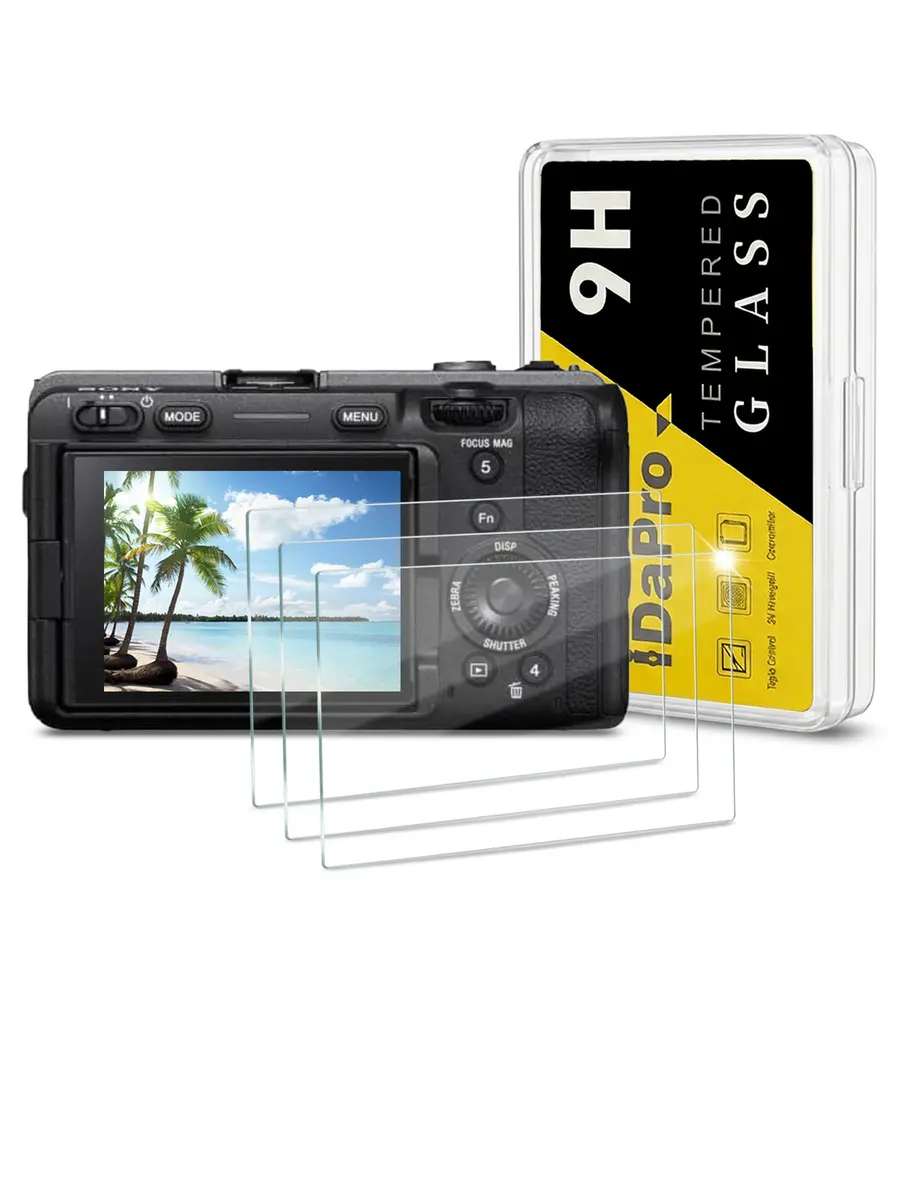 iDaPro Tempered Glass Screen Protector for Sony Alpha FX30 Camera LCD | 3-Pack, 9H Hardness, Anti-Scratch, Bubble-Free - main product image