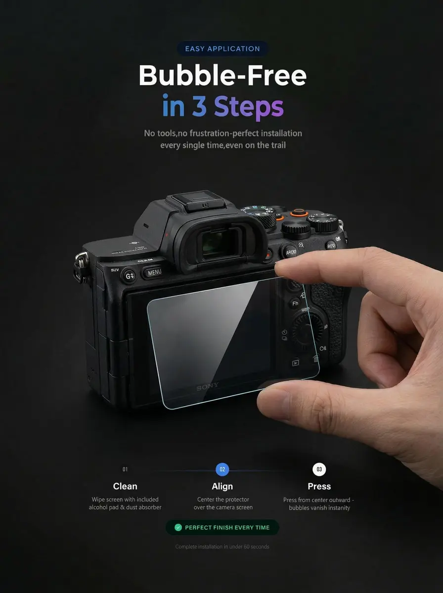 iDaPro Tempered Glass Screen Protector for Sony Alpha FX30 Camera LCD | 3-Pack, 9H Hardness, Anti-Scratch, Bubble-Free - view 5