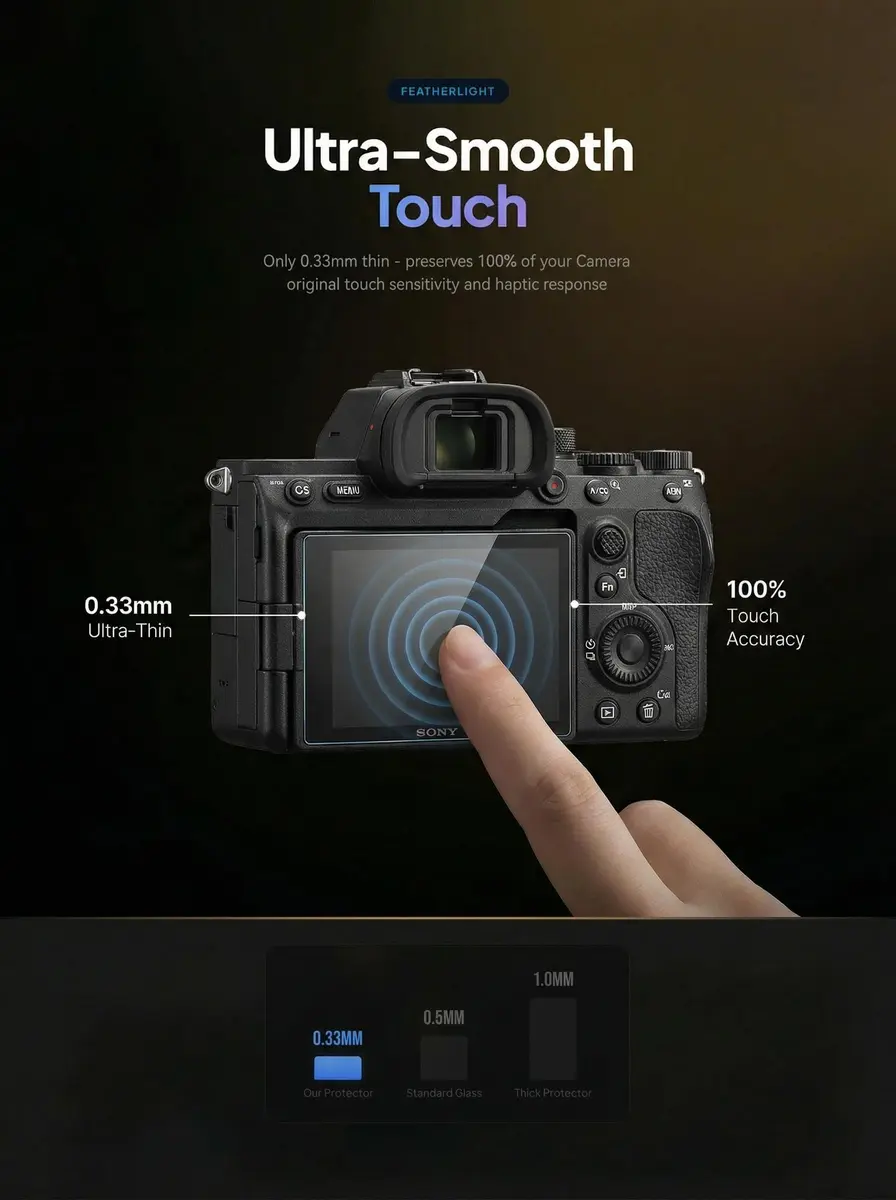 iDaPro Tempered Glass Screen Protector for Sony Alpha FX30 Camera LCD | 3-Pack, 9H Hardness, Anti-Scratch, Bubble-Free - view 6