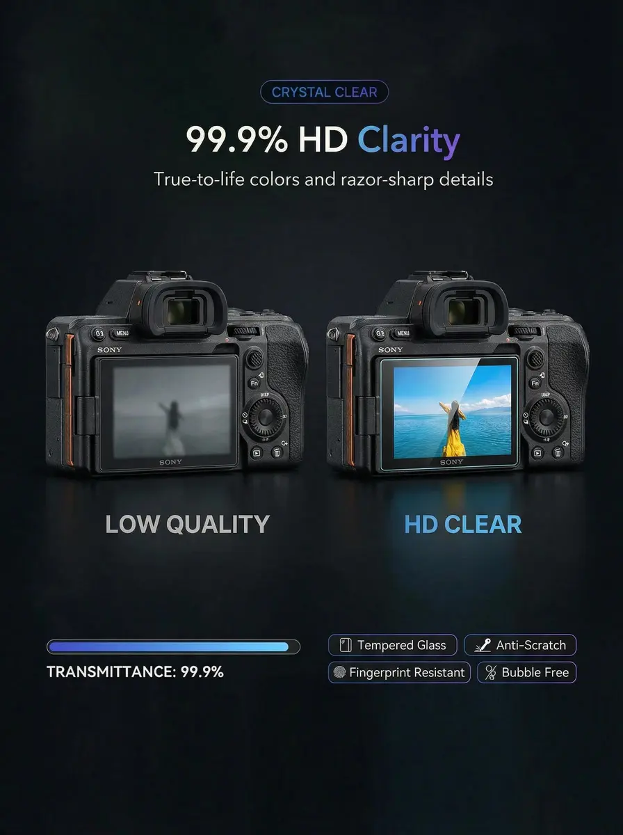 iDaPro Tempered Glass Screen Protector for Sony Alpha FX30 Camera LCD | 3-Pack, 9H Hardness, Anti-Scratch, Bubble-Free - view 4