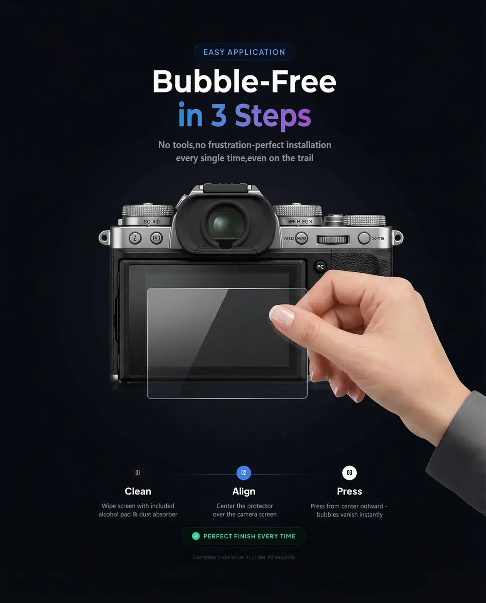 iDaPro Screen Protector for Fujifilm X-T5 9H Tempered Glass | Ultra Clear, Scratch-Resistant, 3 Pack + Wrist Strap - view 7
