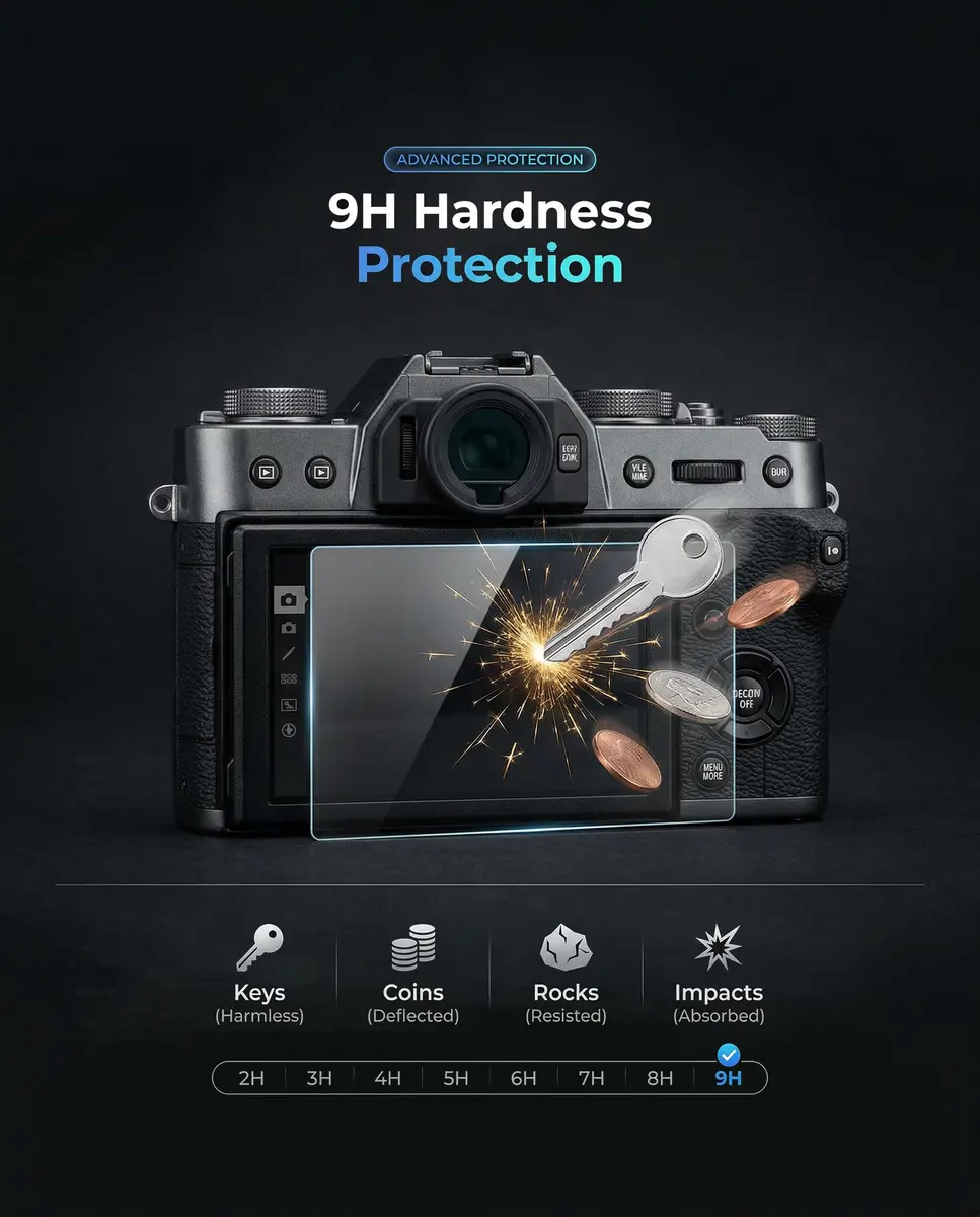 iDaPro Screen Protector for Fujifilm X-T5 9H Tempered Glass | Ultra Clear, Scratch-Resistant, 3 Pack + Wrist Strap - view 3