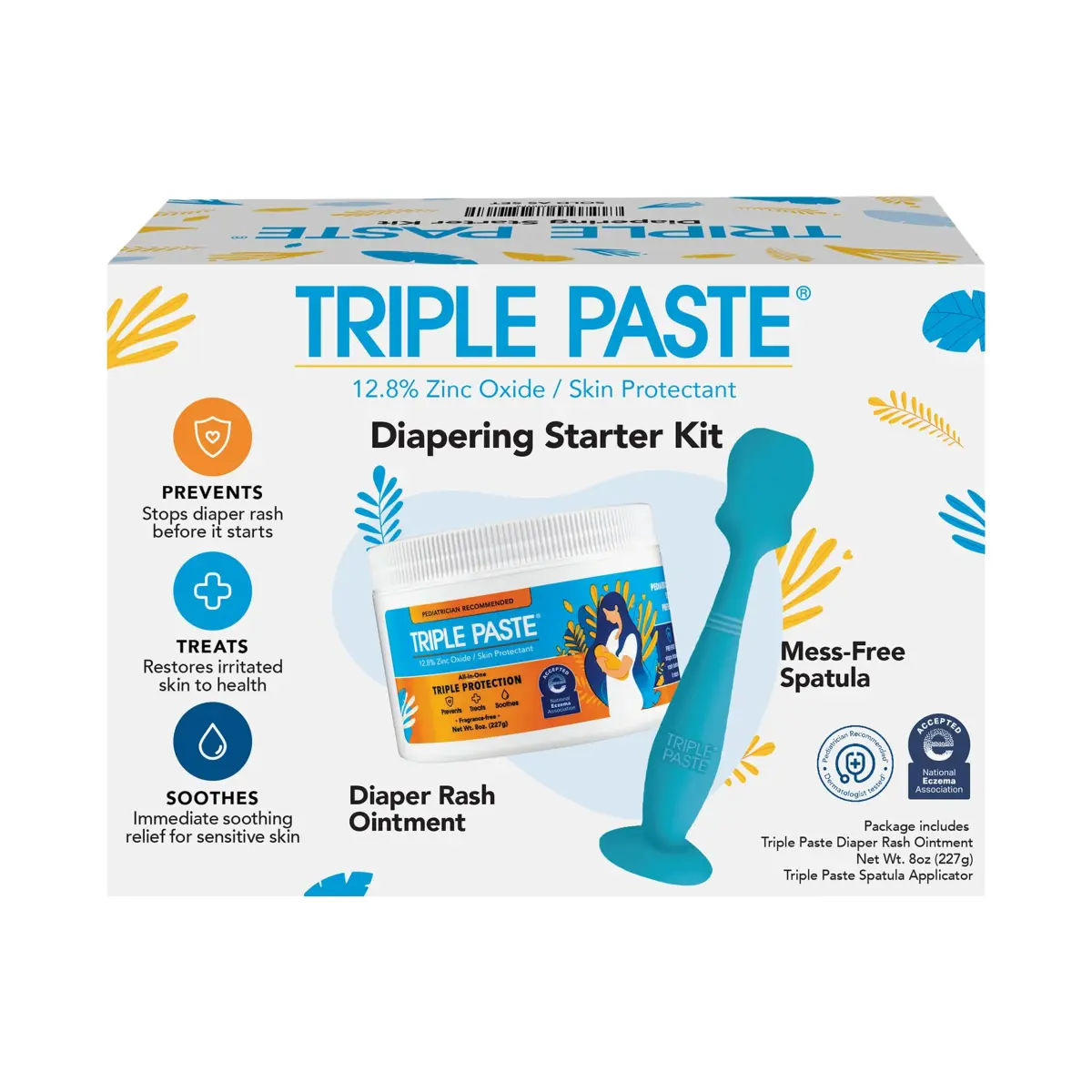 Triple Paste Diaper Rash Cream & Baby Spatula Bundle, 227 g (8 oz) | Pediatrician-Recommended Skin Protectant - main product image