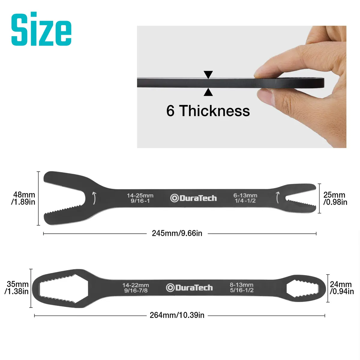 DURATECH Universal Wrench Set, SAE & Metric, 38 Sizes, 12 in Long | Corrosion-Resistant Carbon Steel - view 5