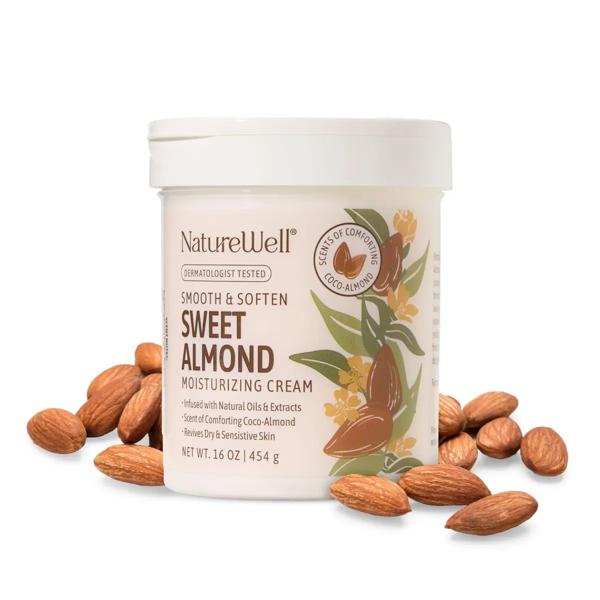NATURE WELL Sweet Almond Body Cream 473ml (16 Oz) | Deep Hydration for Dry, Sensitive Skin - main product image