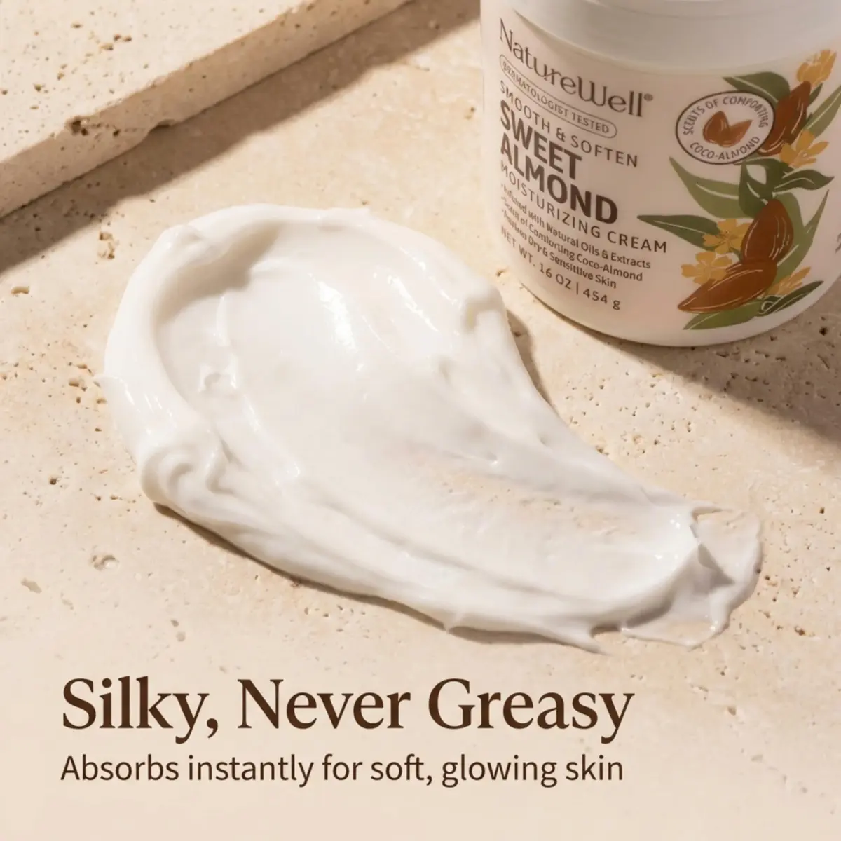 NATURE WELL Sweet Almond Body Cream 473ml (16 Oz) | Deep Hydration for Dry, Sensitive Skin - view 5