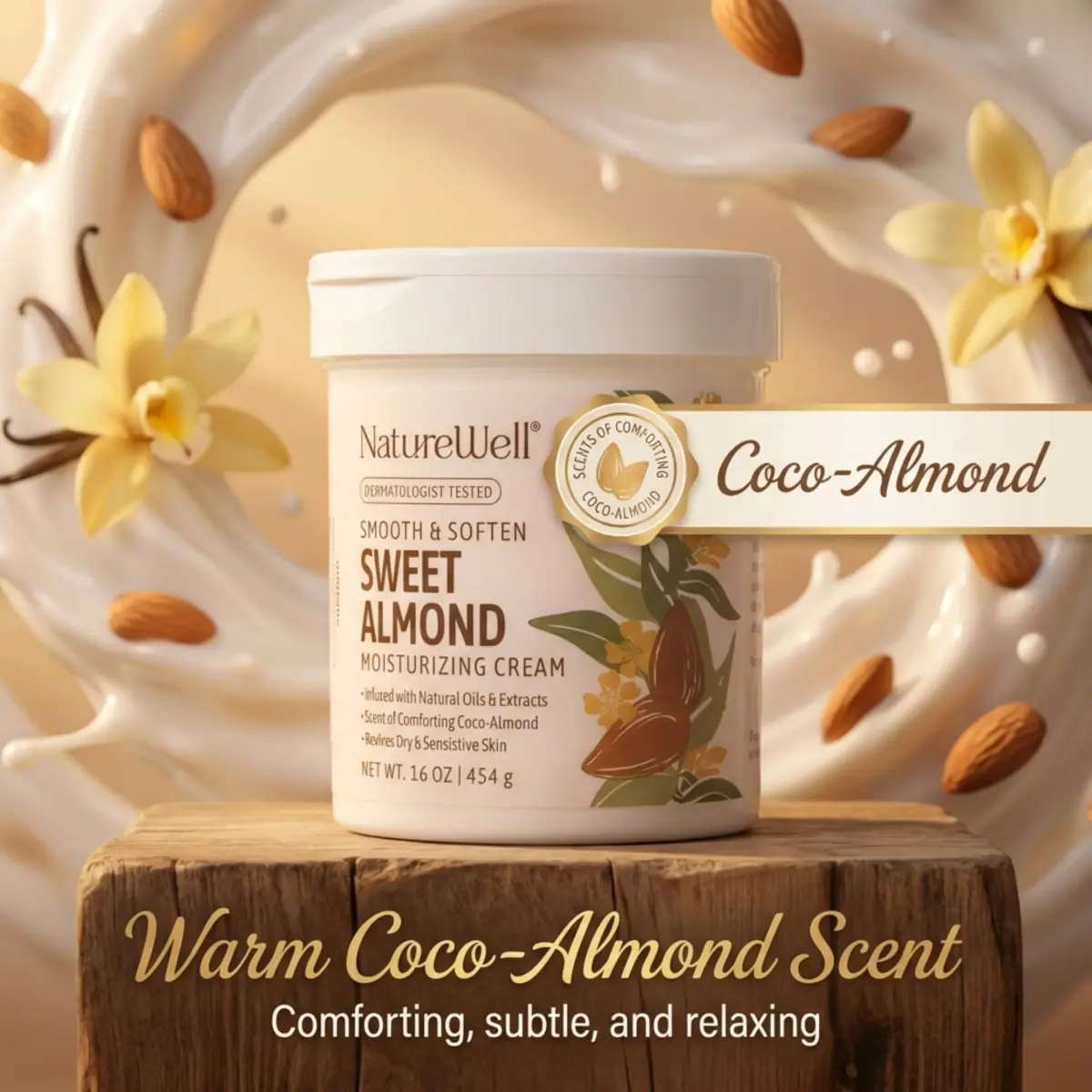NATURE WELL Sweet Almond Body Cream 473ml (16 Oz) | Deep Hydration for Dry, Sensitive Skin - view 4