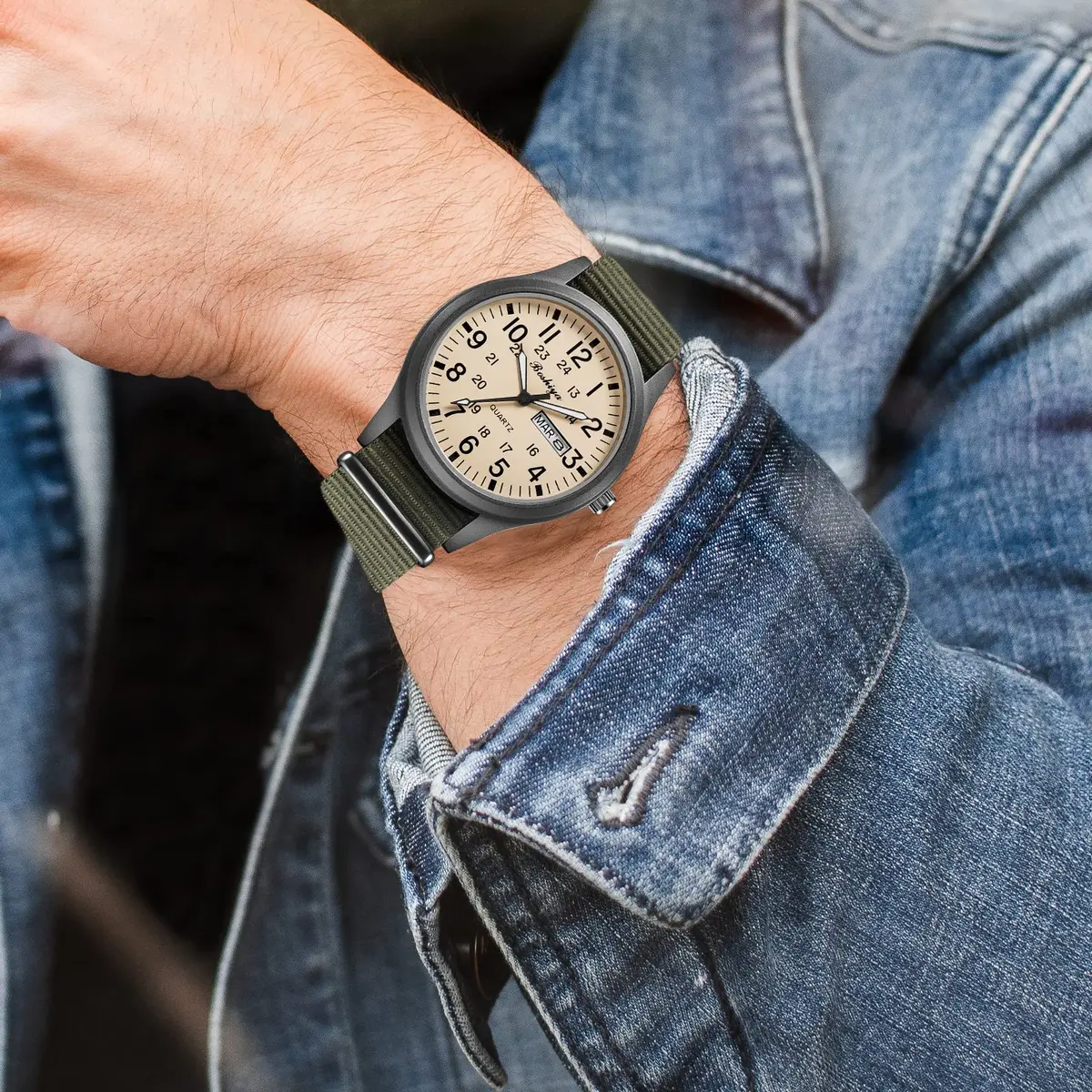BOSHIYA Men's Tactical Field Quartz Watch 40mm Calendar | Japanese Movement, Water Resistant - view 7
