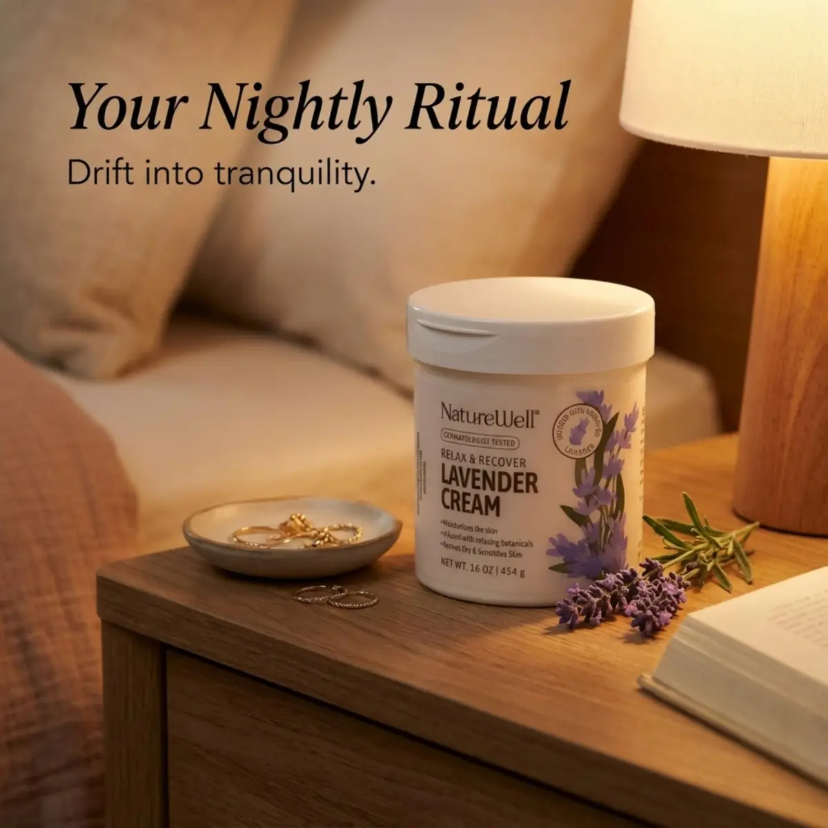 NATURE WELL Lavender Body Cream 473ml (16 Oz) | Dermatologist Tested for Dry & Sensitive Skin - view 7