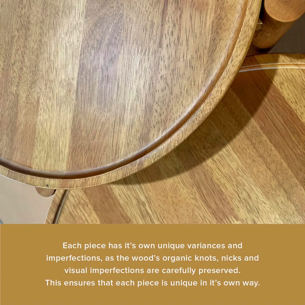 mopio Dylan Solid Wood Nesting Coffee Table Set (Mango Wood Oak, Round) | Modern Rustic Farmhouse Style - view 6