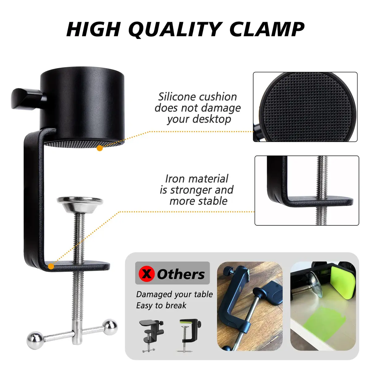 SUNMON Microphone Boom Arm for Blue Yeti | Adjustable Height, Heavy-Duty Metal Support (70-120c) - view 5