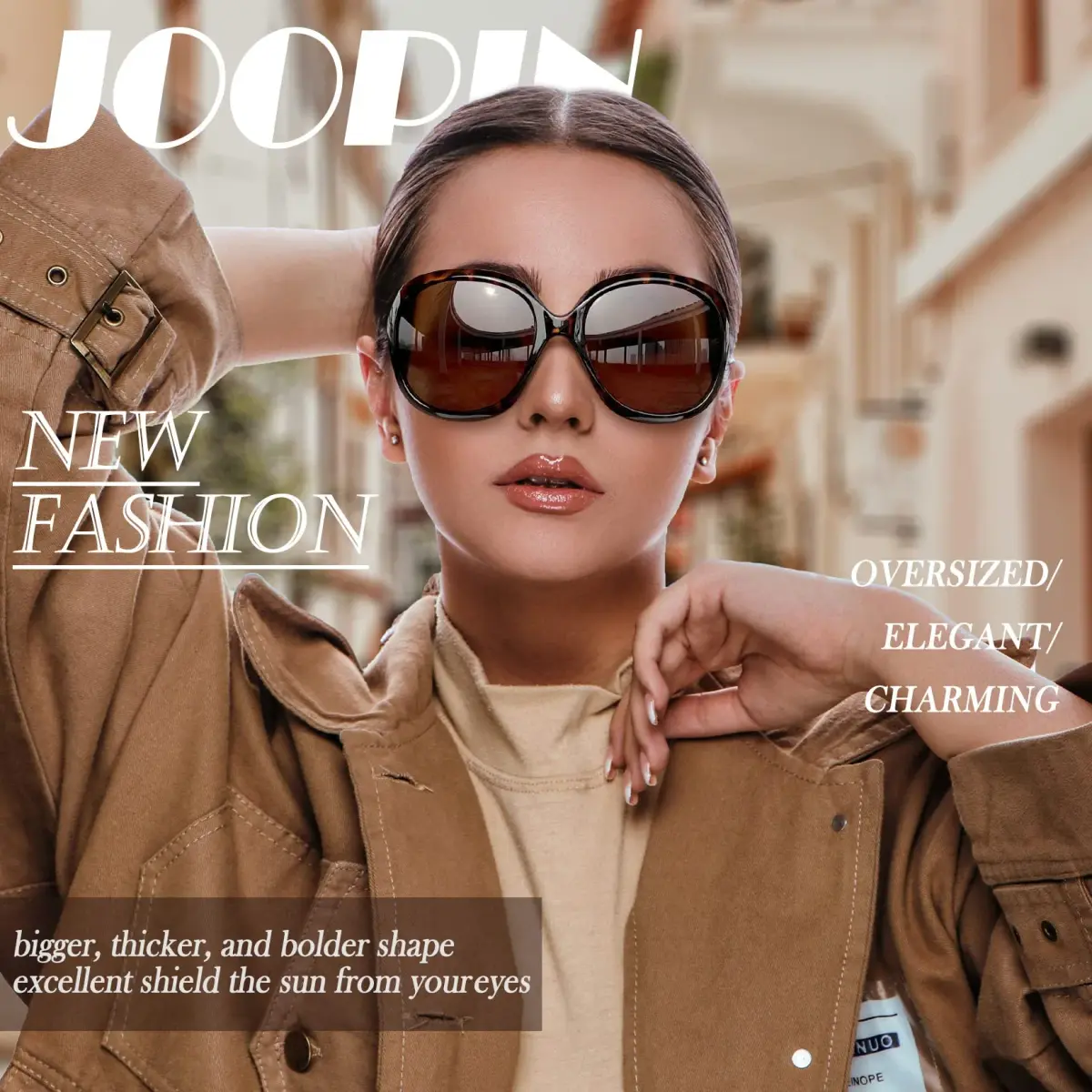 Joopin D02-Black + Tortoise/Brown Oversized Butterfly Sunglasses for Women | Polarized UV400 Protection - view 3