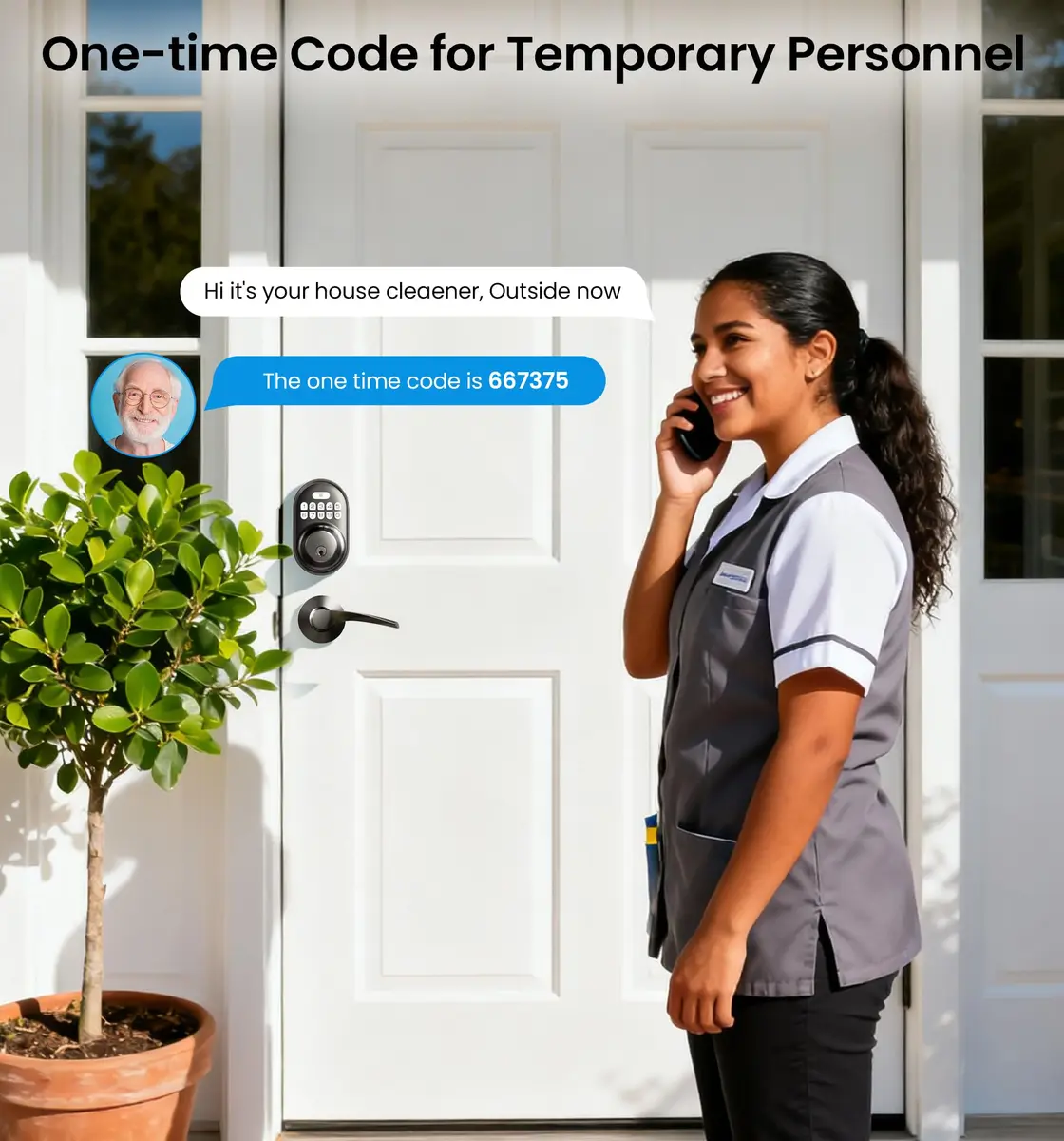 Veise RZ-C Keyless Entry Door Lock with 2 Lever Handles | Matte Black, Auto Lock & Anti-Peeping - view 7