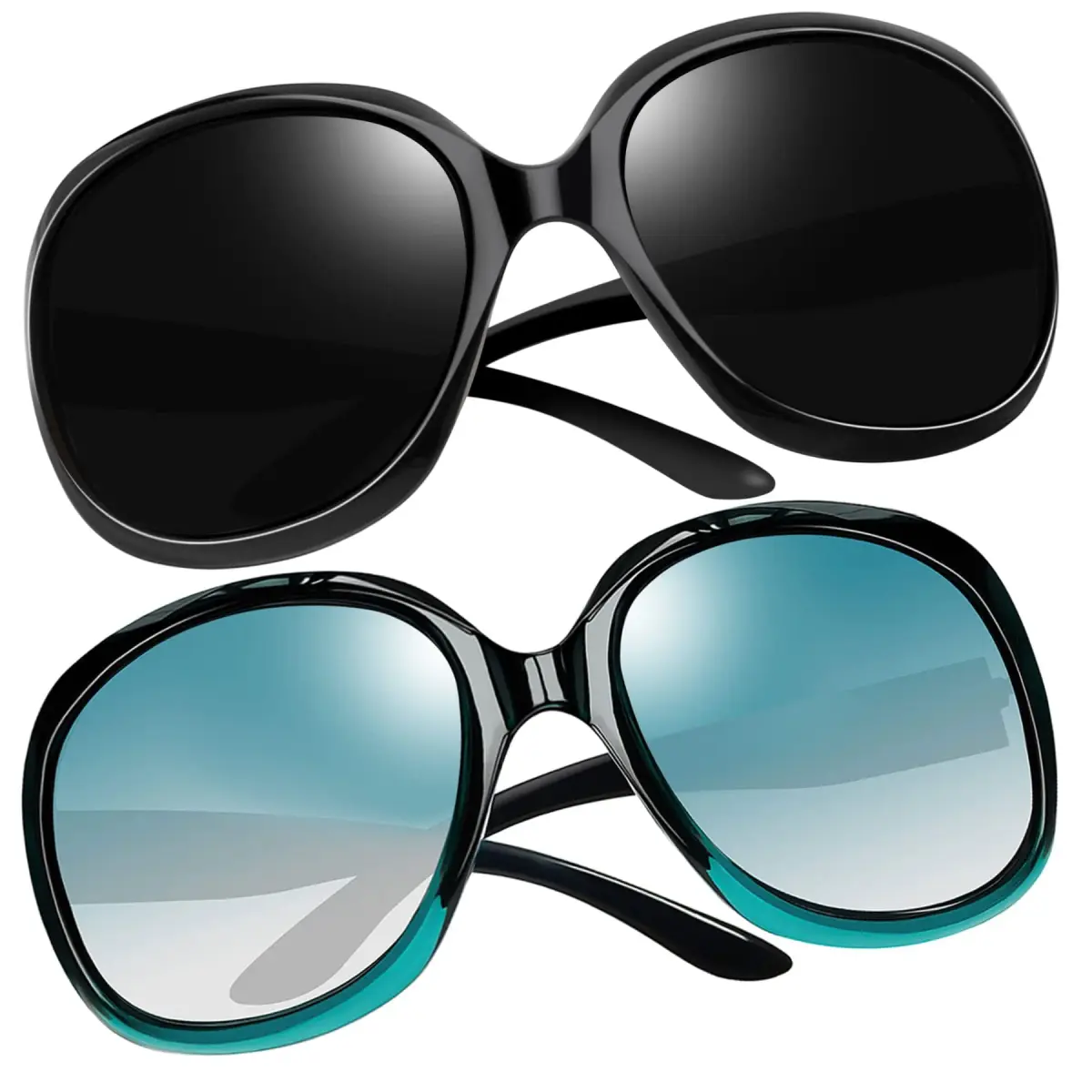 Joopin Oversized Butterfly Sunglasses for Women - D06 Black + Gradient Green Polarized UV400 - main product image