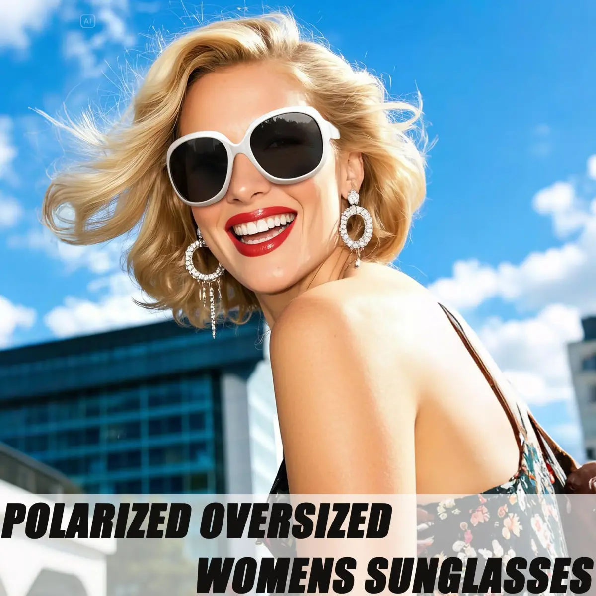 Joopin Oversized Butterfly Sunglasses for Women - D03 Black & White/Black Frame, Polarized UV400 - view 3