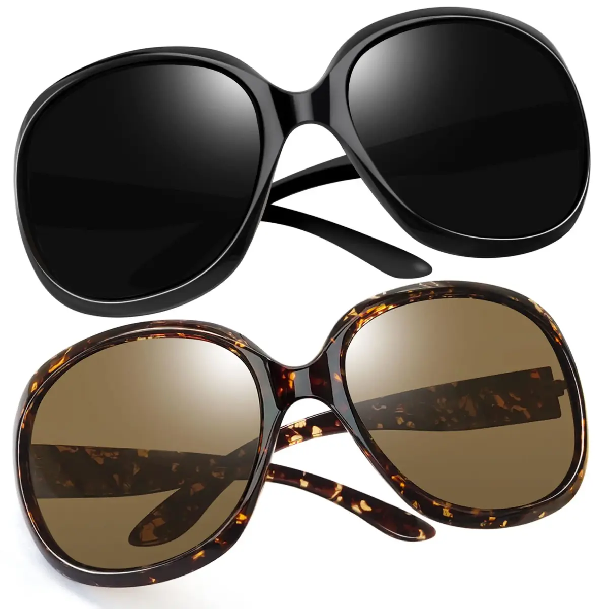 Joopin Oversized Butterfly Sunglasses for Women - D11 Black & Amber Brown Polarized UV400 - main product image