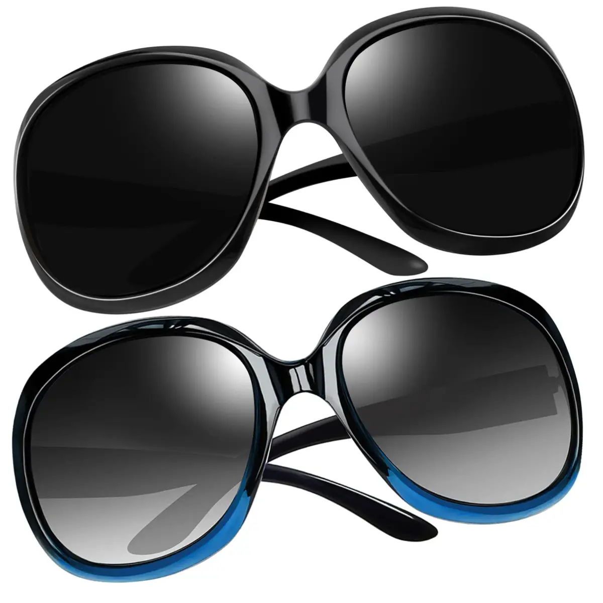 Joopin Oversized D07-Black + Gradient Blue Butterfly Sunglasses for Women | Polarized UV400 - main product image