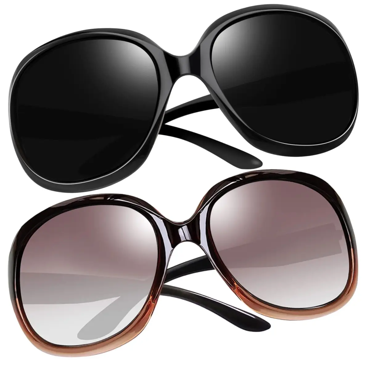 Joopin Oversized Butterfly Sunglasses for Women - D08 Black & Gradient Brown Polarized UV400 - main product image