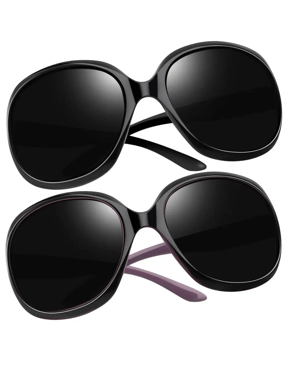 Joopin Oversized Butterfly Sunglasses for Women - Black + Black Purple Lens, Polarized UV400 - main product image