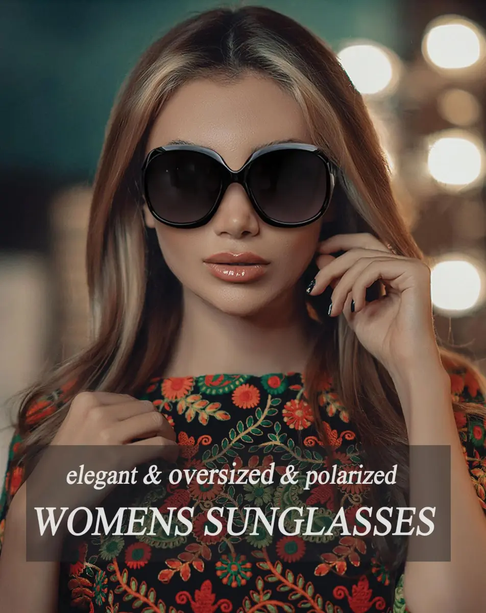 Joopin Oversized Butterfly Sunglasses for Women - Black + Black Purple Lens, Polarized UV400 - view 2