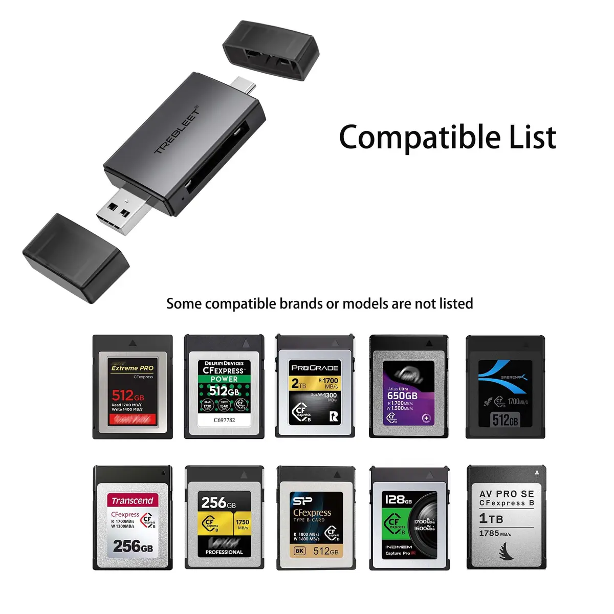 TREBLEET CFexpress Type B Card Reader USB 3.2 10Gbps Up to 900MB/s | High-Speed OTG Adapter for Cameras & Devices - view 6