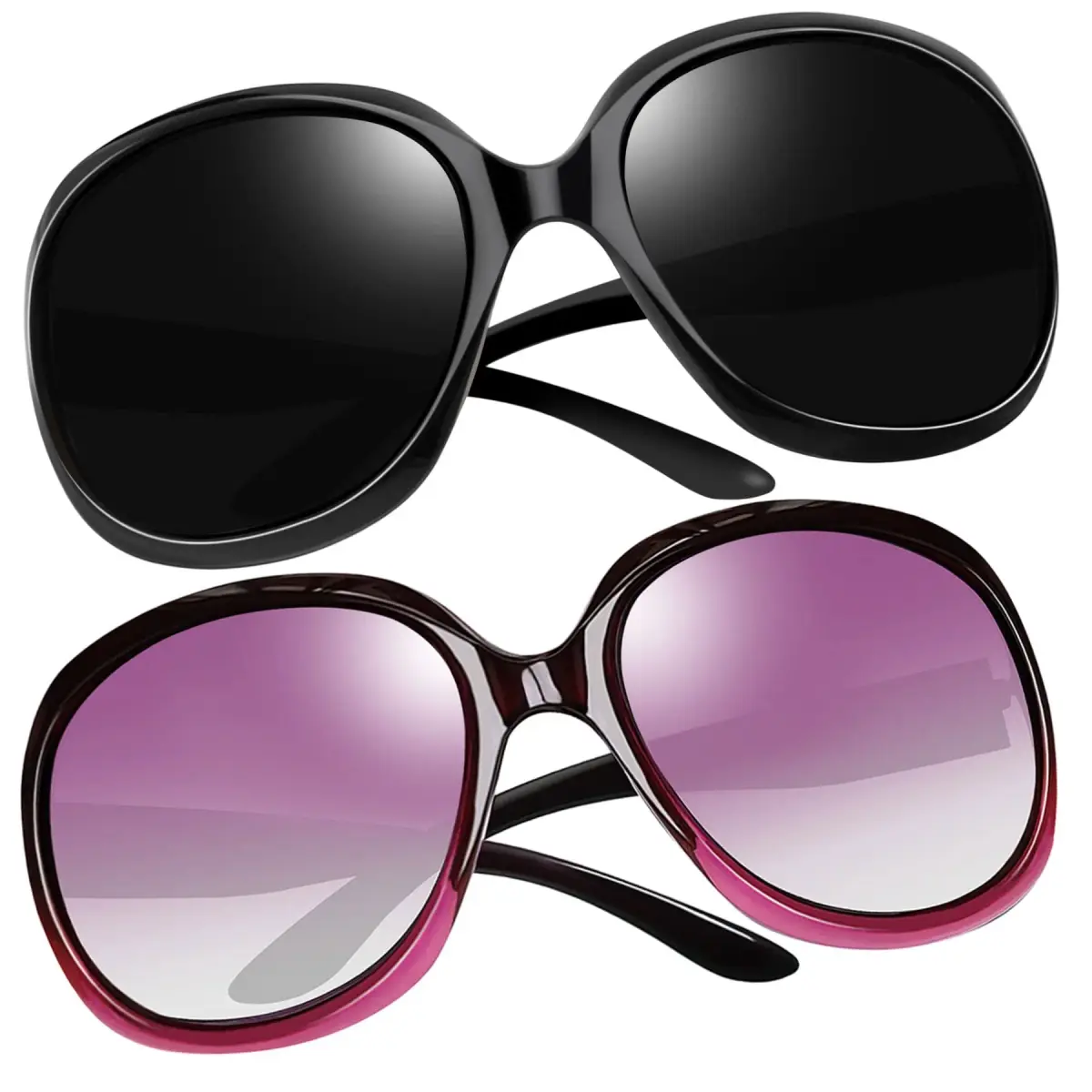 Joopin Oversized Butterfly Sunglasses for Women - Black + Gradient Purple Lenses | Polarized UV400 - main product image