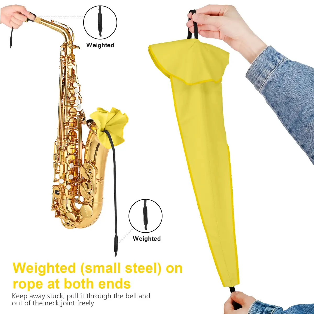 Eison Yellow Brass & Woodwind Instrument Cleaning Kit 8pcs | Sax & Clarinet Care - view 2