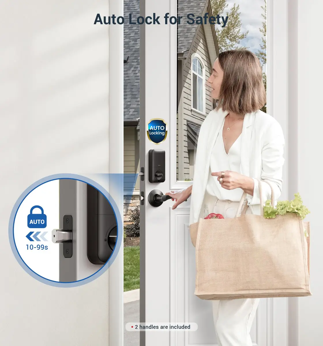 Veise KS02B Fingerprint Door Lock with 2 Lever Handles | Biometric, Keyless, Matte Black - view 5