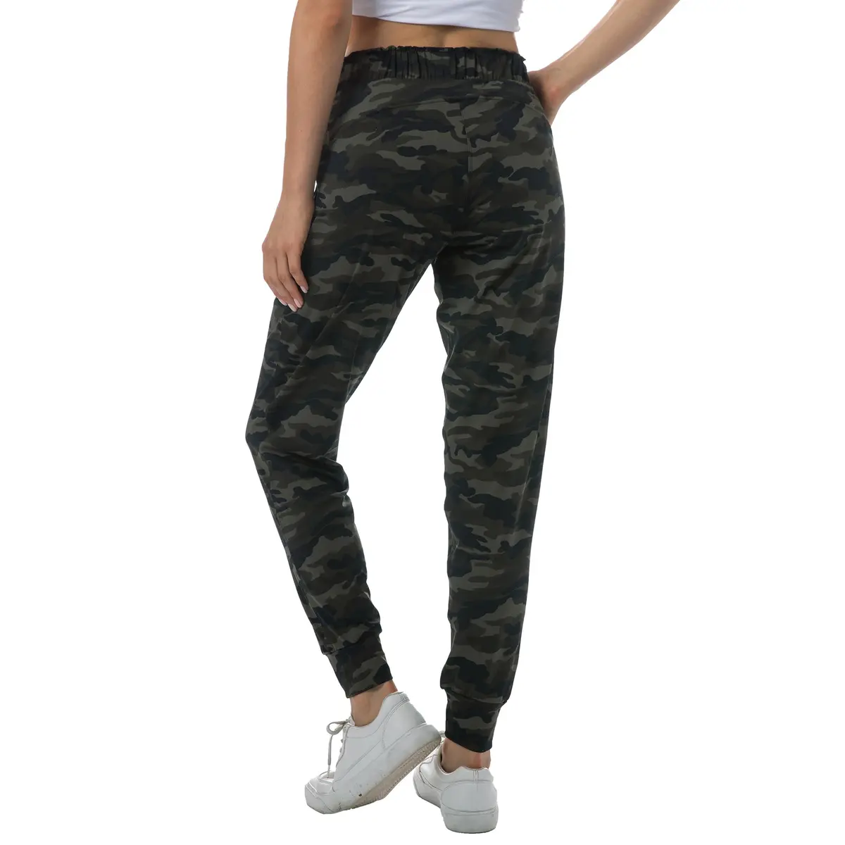 Haowind Women's Lightweight Athletic Joggers with Pockets Elastic Waist Workout Pants (Medium, Green Camo) | Petite-Friendly Tapered Sweatpants for Yoga, Running & Travel Lounge - view 6