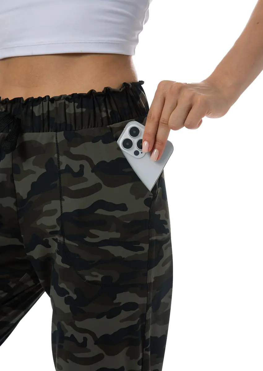 Haowind Women's Lightweight Athletic Joggers with Pockets Elastic Waist Workout Pants (Medium, Green Camo) | Petite-Friendly Tapered Sweatpants for Yoga, Running & Travel Lounge - view 8