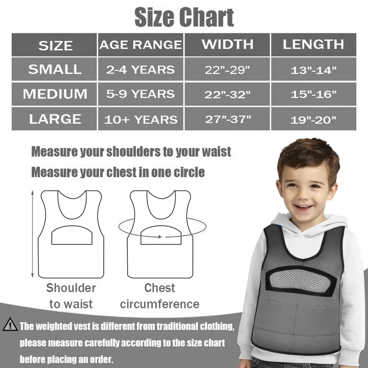 oboist Weighted Vest for Kids Including 6 Removable Weights | Comfort & Adjustable Fit (70-120 chars) - view 4