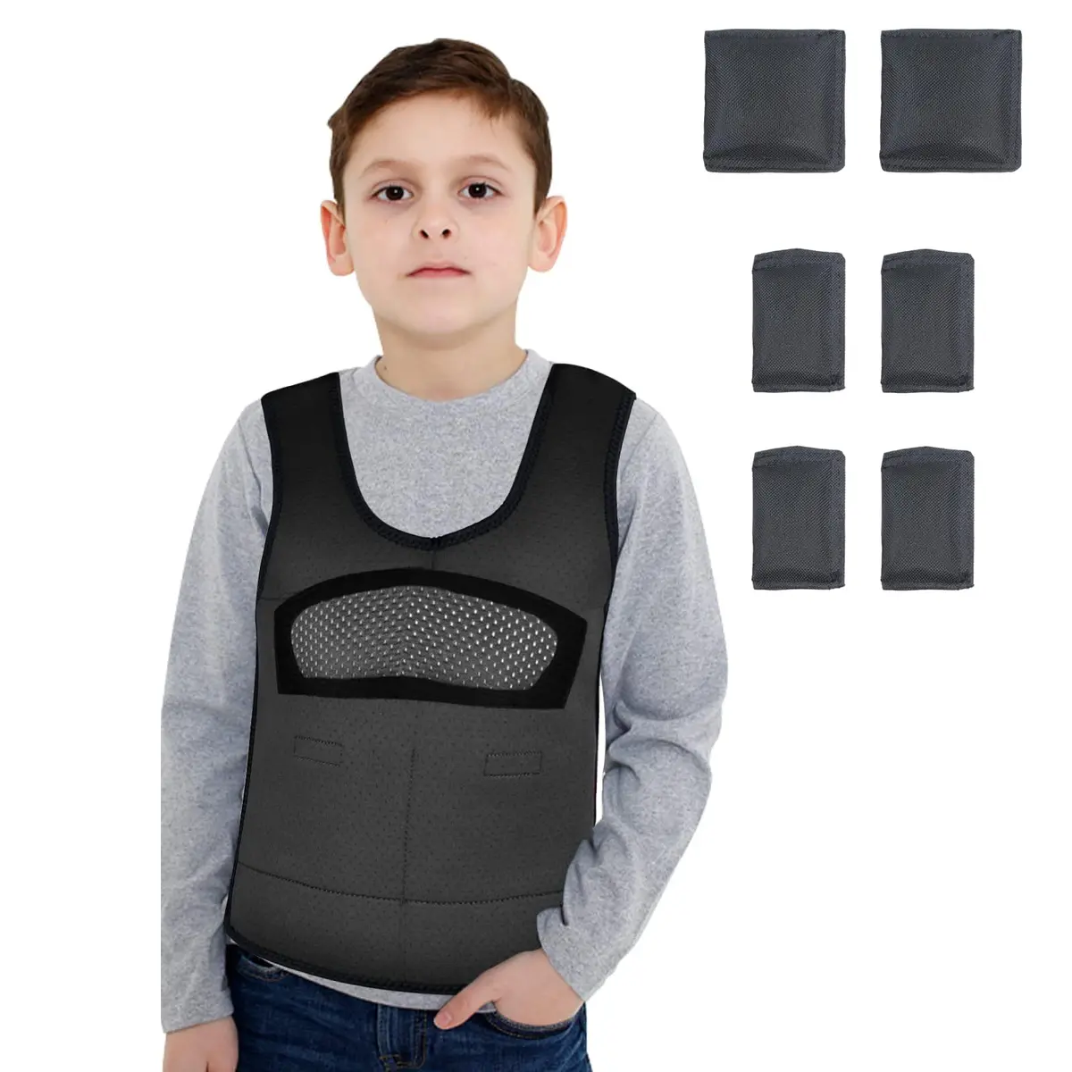 oboist Kids Weighted Vest with 6 Removable Weights, Large (Ages 10+) - Black | Sensory Compression for Calmness - main product image